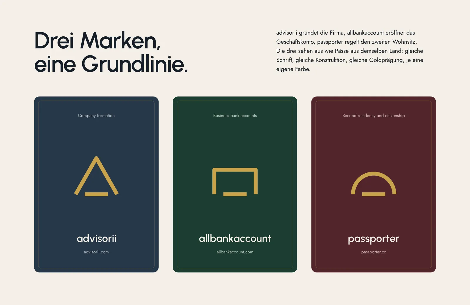 Markenfamilie advisorii, allbankaccount und passporter